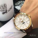 Perfect Replica Omega Professional Seamaster Moon 40mm Chronograph Watch - Yellow Gold Case White Moon-Phase Dial 